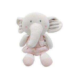 Living Textiles Baby Amelia Elephant Pink Gray White Plush Crochet Knit Toy 14"